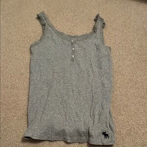 Abercrombie & Fitch girl’s Light Grey Lace-Trim Henley Tank
